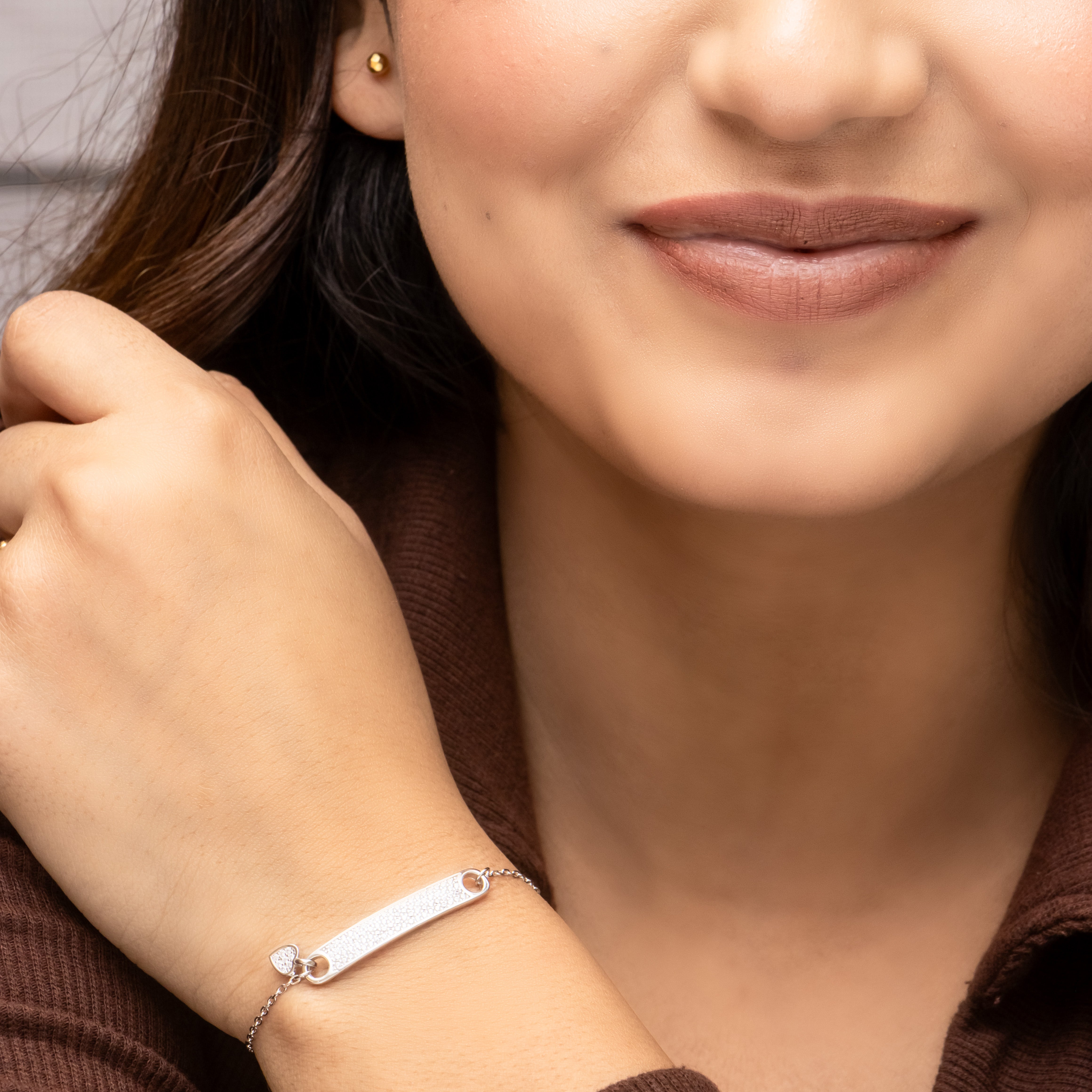 Silver Blossom Heart Bracelet