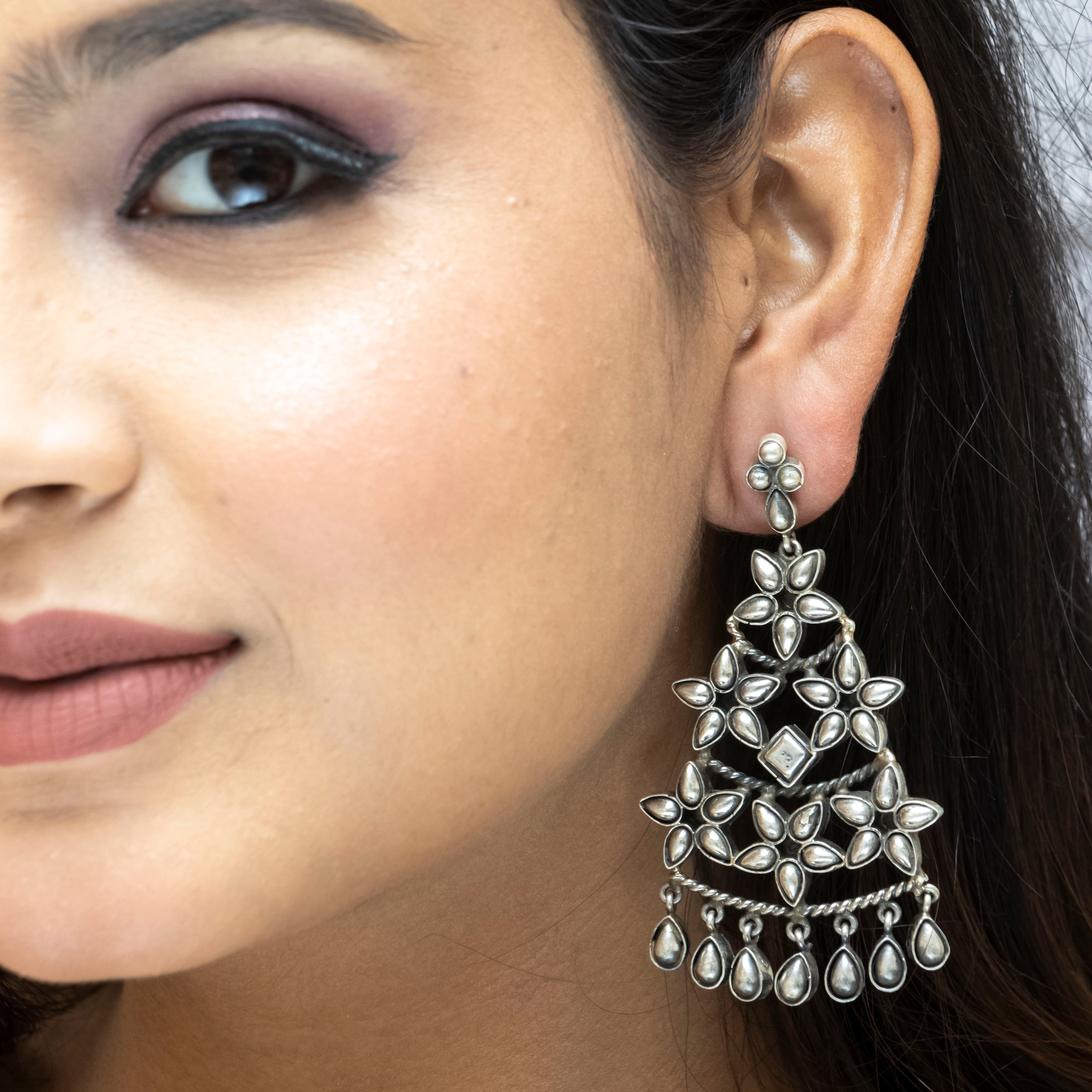 Intricate Flower Motif Earrings
