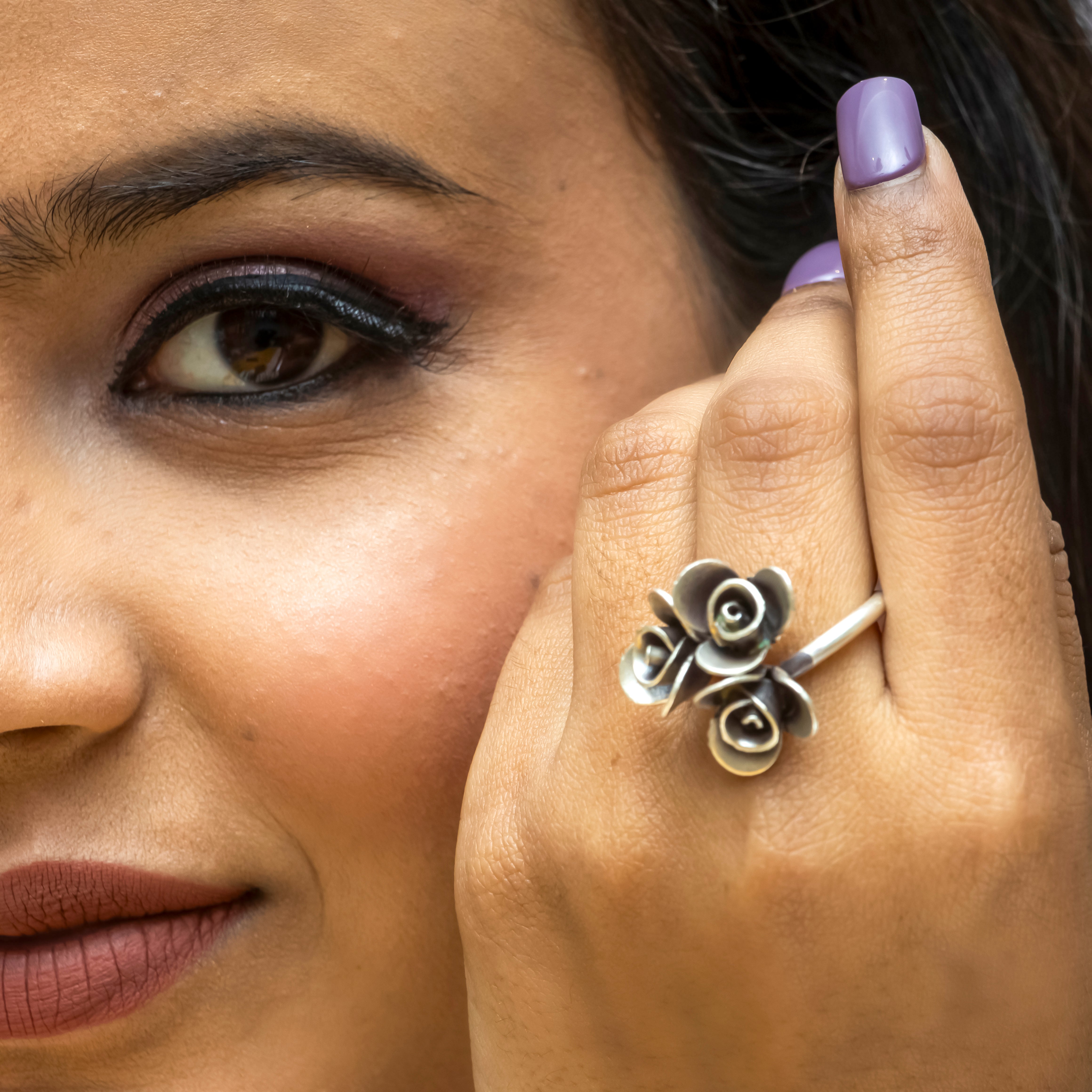 Intricate Rose Silver Ring