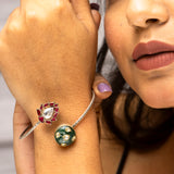 Jadau Silver Bangle