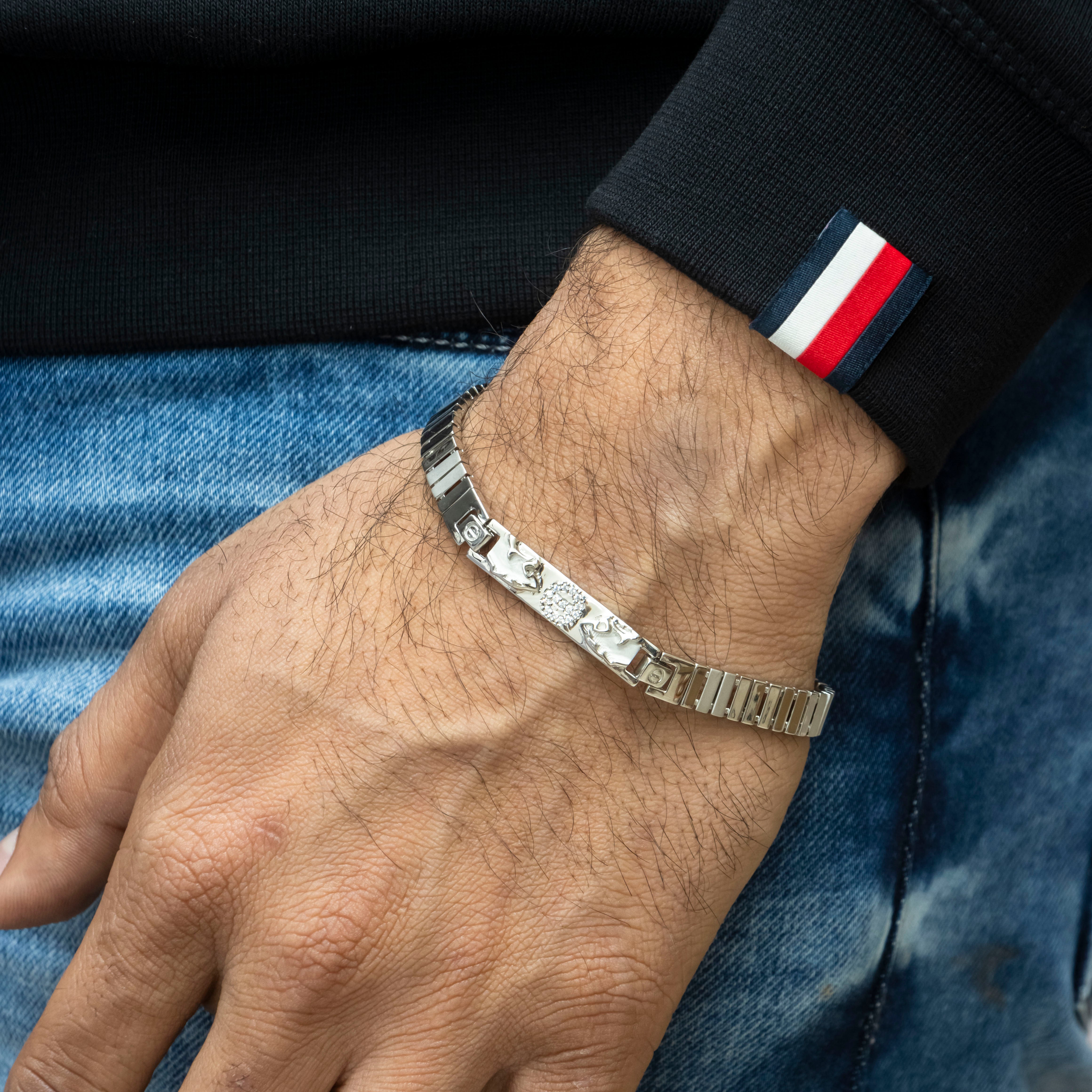 Refined Silver Accent Men's Bracelet