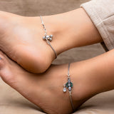 Coloured Cut-Stone Jadau Anklet Pair
